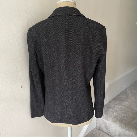 Theory Black Herringbone 2 Button Wool Blend Arminus Nillian K Blazer EUC Sz 10 - Picture 4 of 9